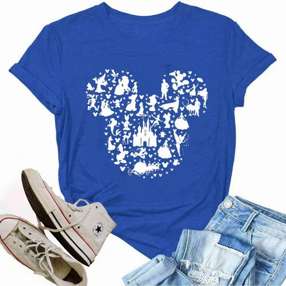 Women Magic Kingdom Castle Shirt Castle Fairy Graphic Tee Women Casual Vacation Holiday Short Sleeve Tee Top