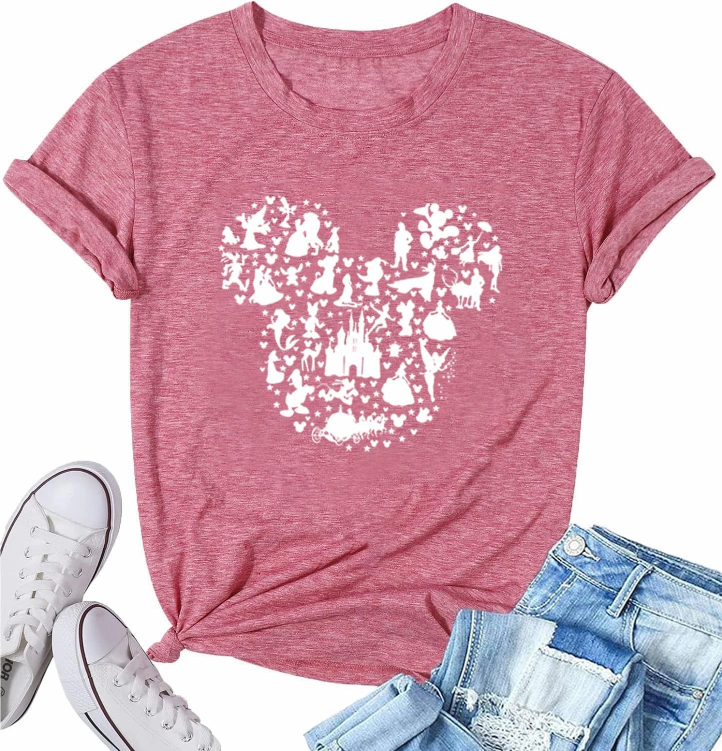 Women Magic Kingdom Castle Shirt Castle Fairy Graphic Tee Women Casual Vacation Holiday Short Sleeve Tee Top