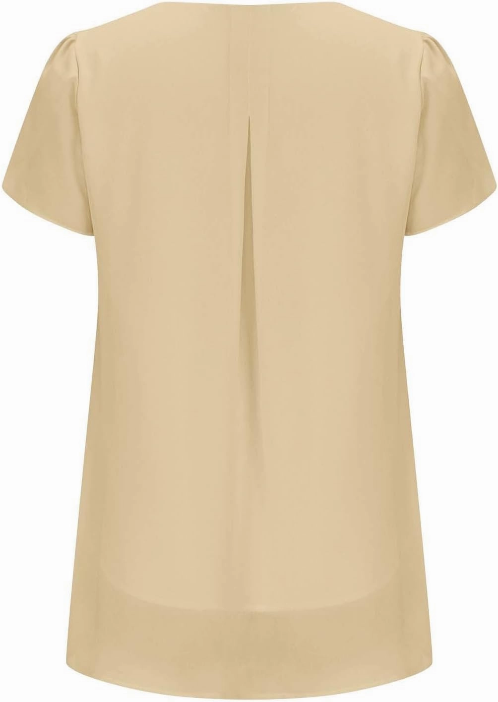 Womens Dressy Casual Tops Short Sleeve Shirts Layered Chiffon Blouse Summer Flowy Tunic TopsTuniques Pour Femme