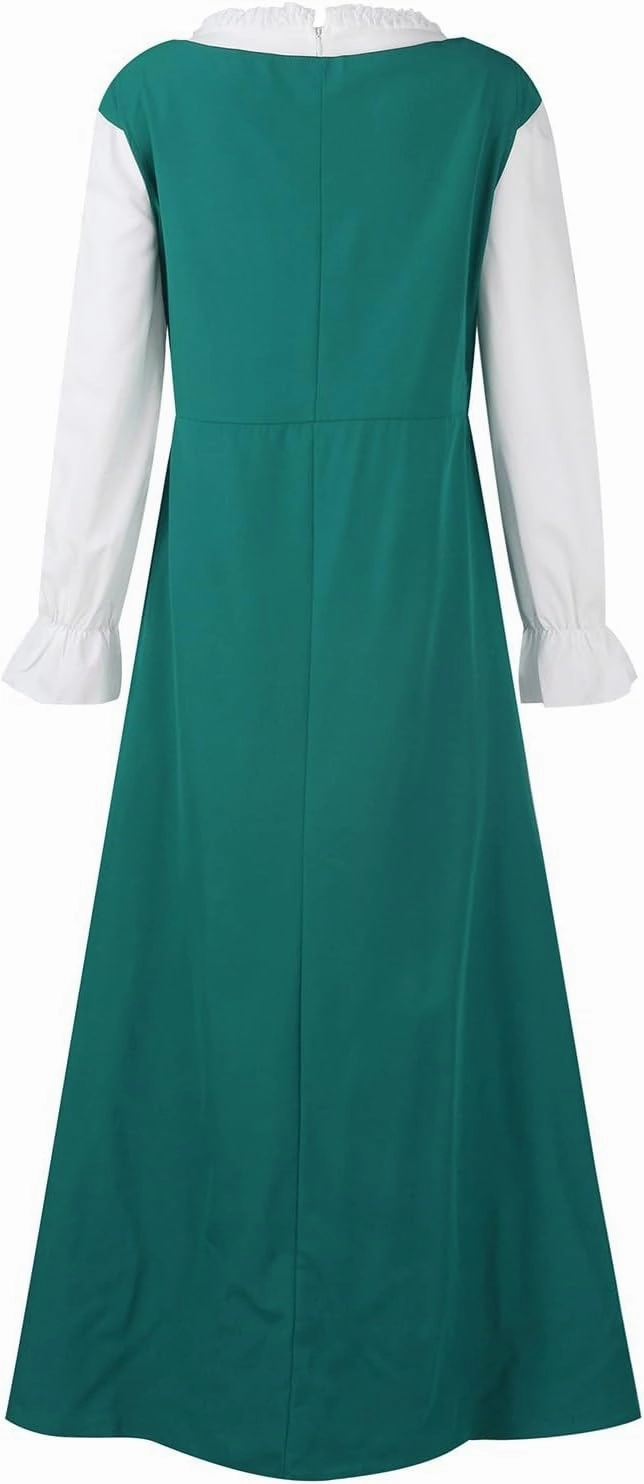Womens Renaissance Dress 2023 Trendy Ruffle Bell Sleeve Square Neck Tie Up Dress Classic Vintage Victorian Dress