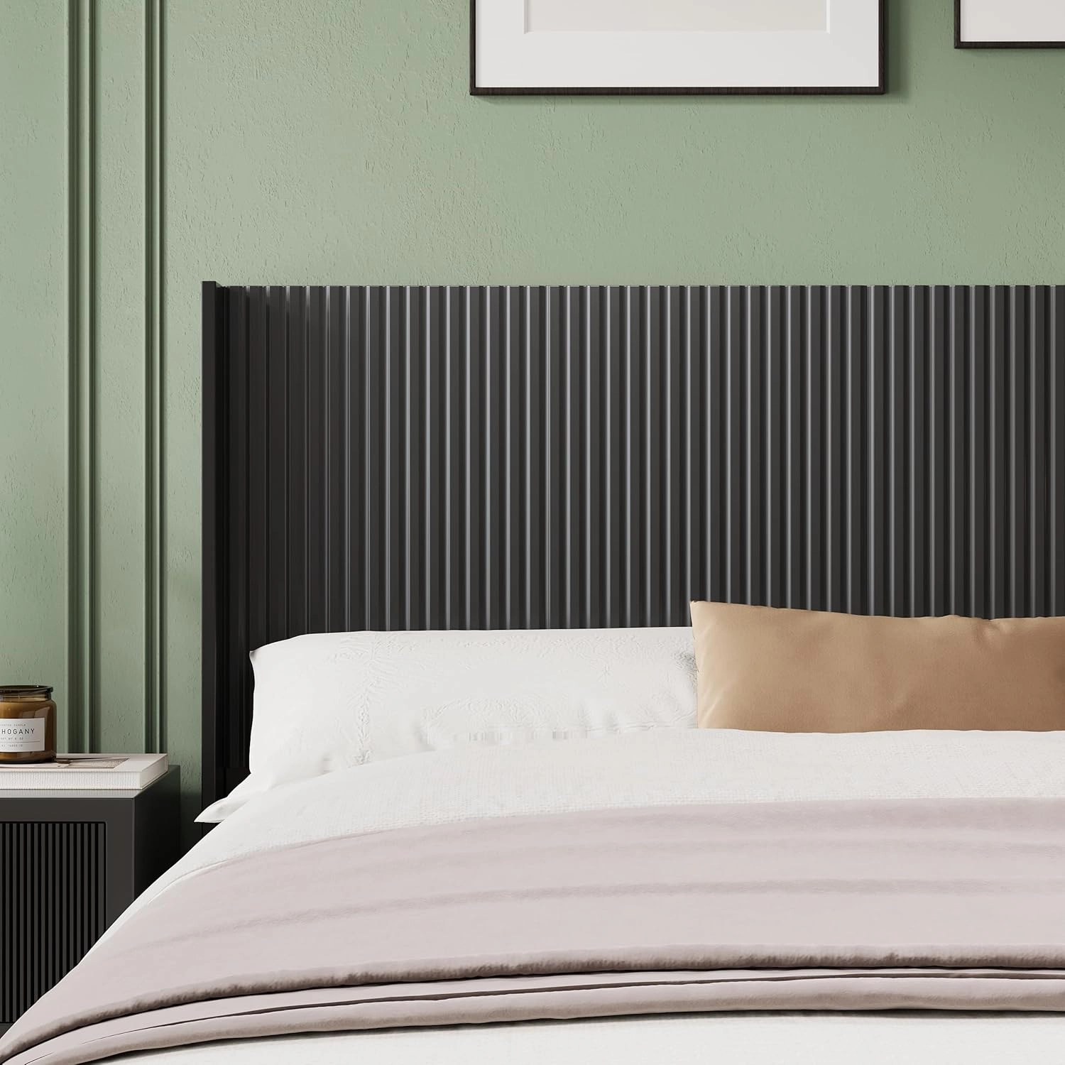 Wood Headboard King Size Headboard Only, 80.3" Wide Wooden Headboards King Size, Farmhouse Head Board Only, Wall Mounted Head Board, Boho Headboards, Black