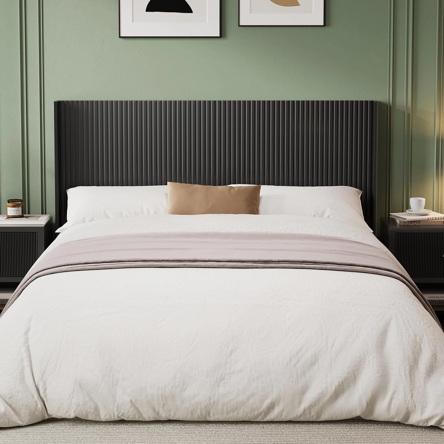 Wood Headboard King Size Headboard Only, 80.3" Wide Wooden Headboards King Size, Farmhouse Head Board Only, Wall Mounted Head Board, Boho Headboards, Black