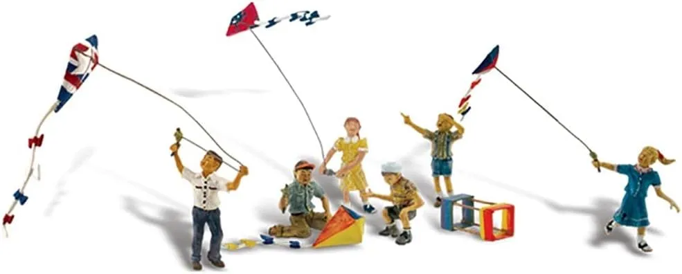 Woodland Scenics Windy Day Play (6 Figures Flying Kites) HO Scale