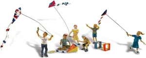 Woodland Scenics Windy Day Play (6 Figures Flying Kites) HO Scale