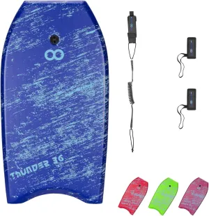 WOOWAVE Bodyboard 33-inch/36-inch/41-inch Super Lightweight Body Board with Coiled Wrist Leash, Swim Fin Tethers, EPS Core and Slick Bottom, Perfect Surfing for Kids Teens and Adults