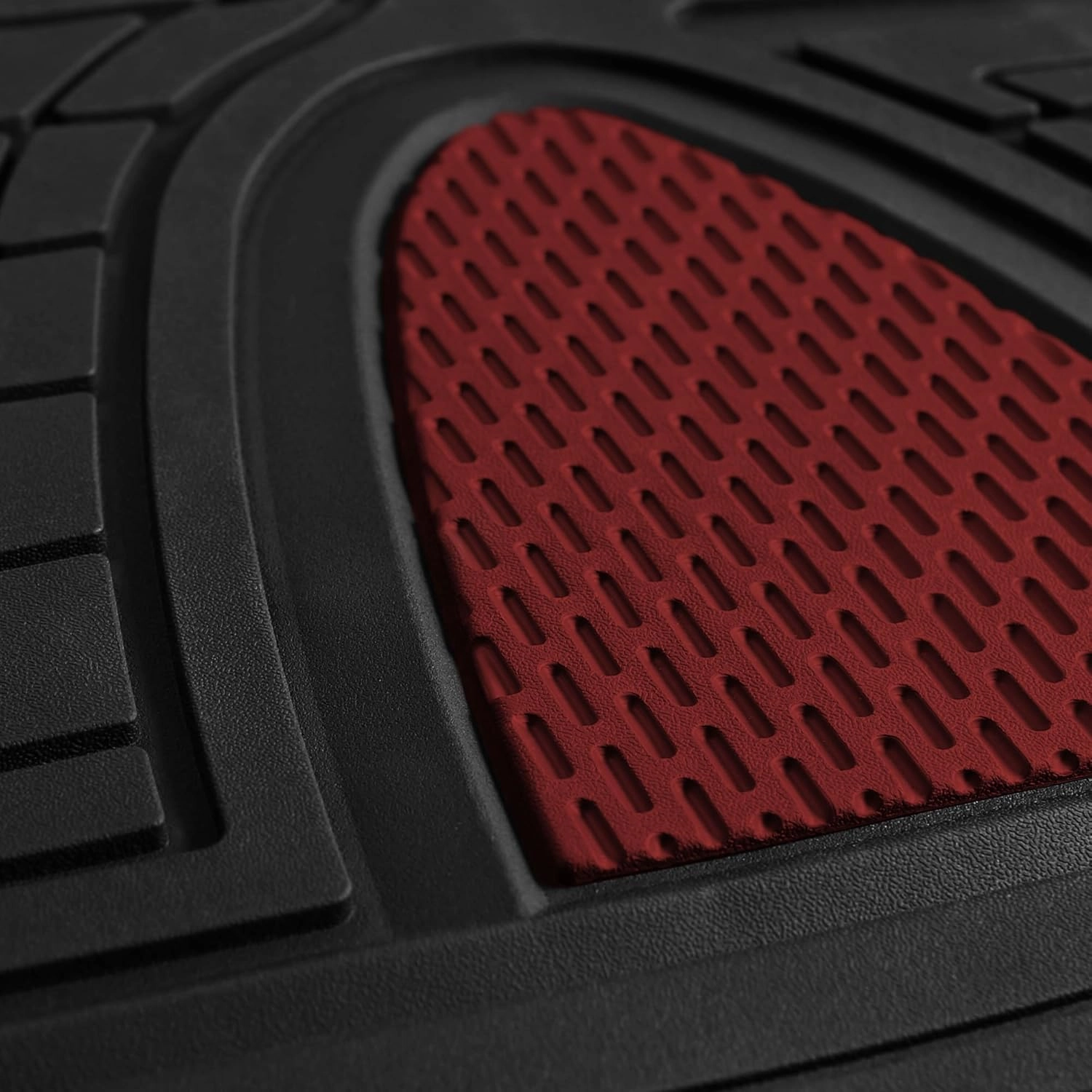 WYLF Automotive Floor Mats Waterproof Premium Tall Channel Trimmable Non-Slip Rubber Floor Mats - Full Set Burgundy for Cars, Universal Fit, Floor Mats for Sedan, SUV, Truck Floor Mats