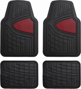 WYLF Automotive Floor Mats Waterproof Premium Tall Channel Trimmable Non-Slip Rubber Floor Mats - Full Set Burgundy for Cars, Universal Fit, Floor Mats for Sedan, SUV, Truck Floor Mats