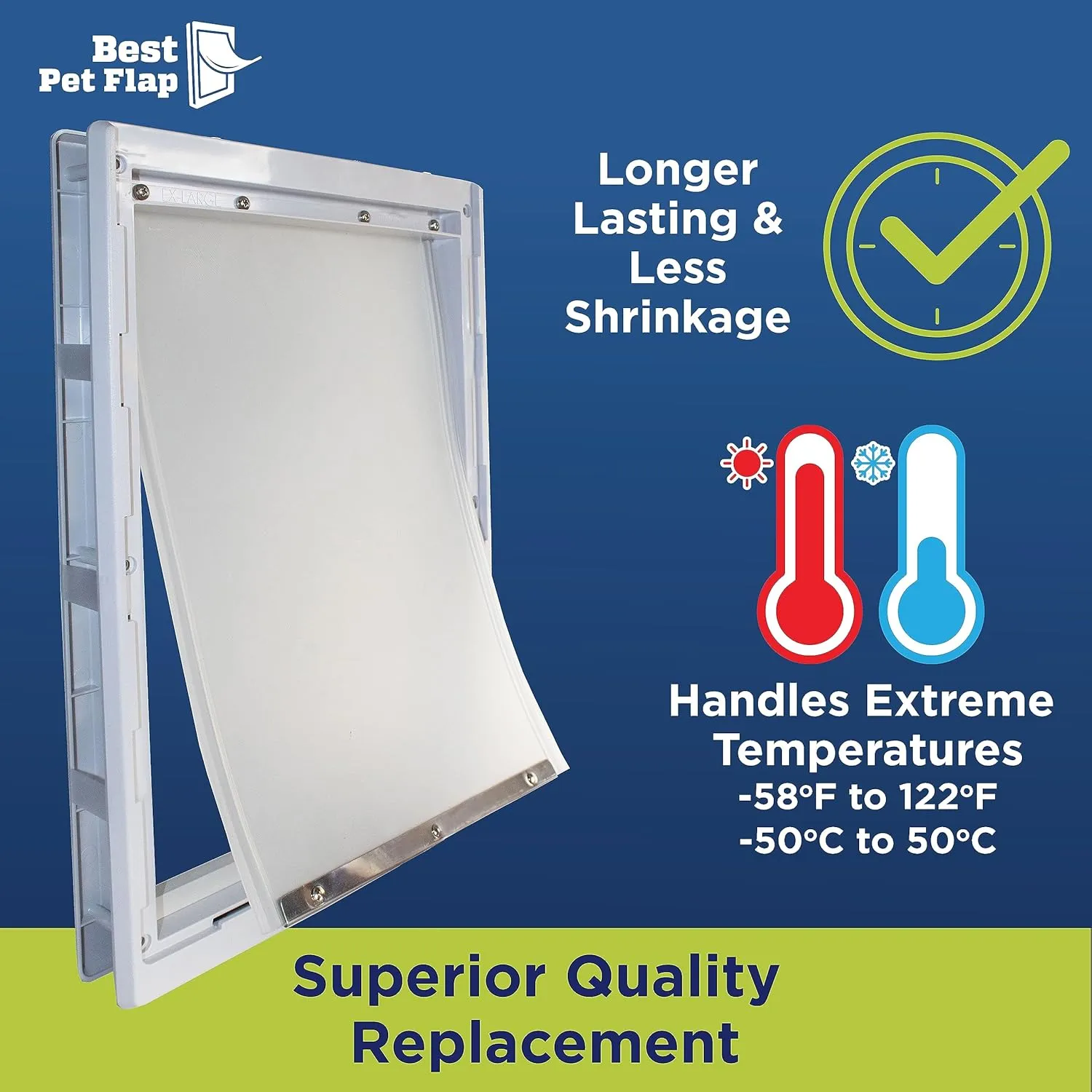 XL Replacement Dog Door Flap Compatible with Ideal Pet Products Designer Series DSPRFXL RFXLN - Measures 10.5" x 15" Longer Lasting, Most Energy Efficient, Less Shrinkage, BPA Free