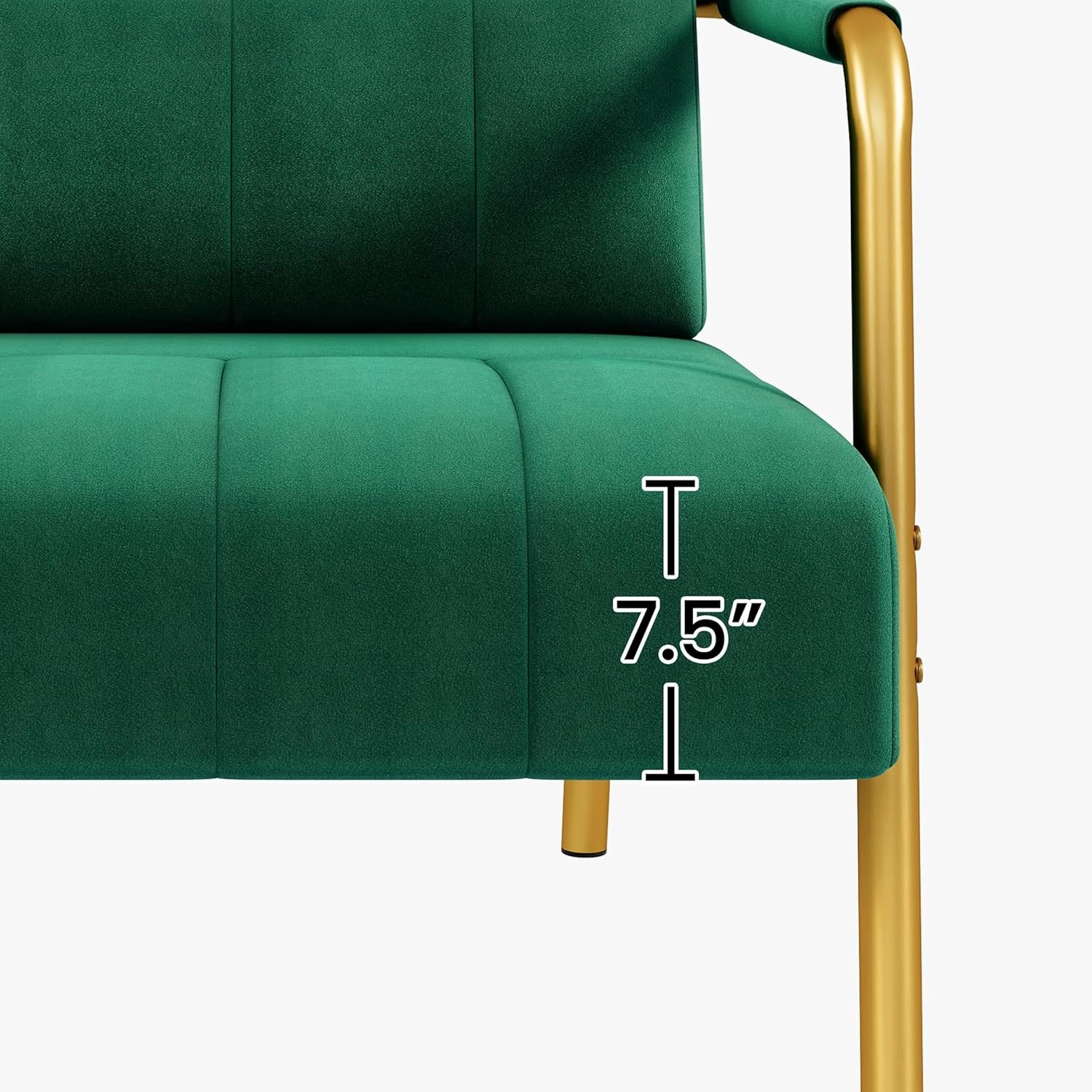 Yaheetech 56.5" W Modern Sofa Small Sofa Luxurious Velvet Fabric Couch with Gold-Tone Metal Arms and Legs for Living Room, Home Office, Studio Green
