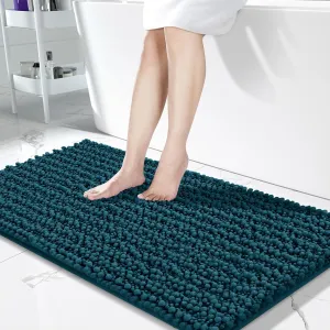 Yimobra Original Luxury Shaggy Bath Mat, 44.1 X 24 Inches, Soft and Cozy, Super Absorbent Water, Non-Slip, Machine-Washable, Thick Modern for Bathroom Bedroom, Peacock Blue