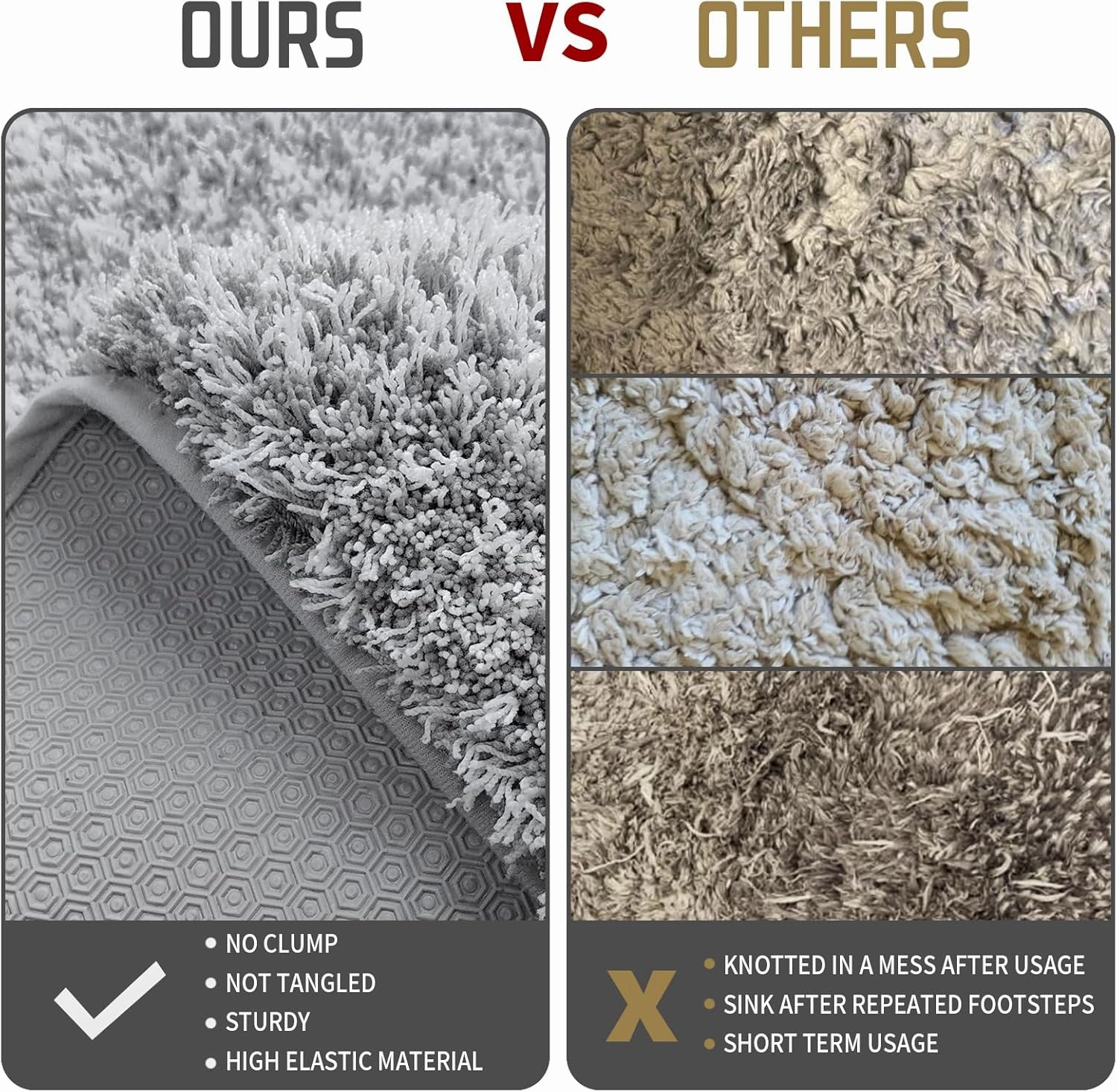 Yimobra Toilet Rugs U Shaped Washable 24x20, Ultra Soft and Water Absorbent Bath Mats, Non Slip Fluffy Shaggy Luxury Microfiber Contour Bath Rugs for Toilet, Dry Quick, Light Gray and White