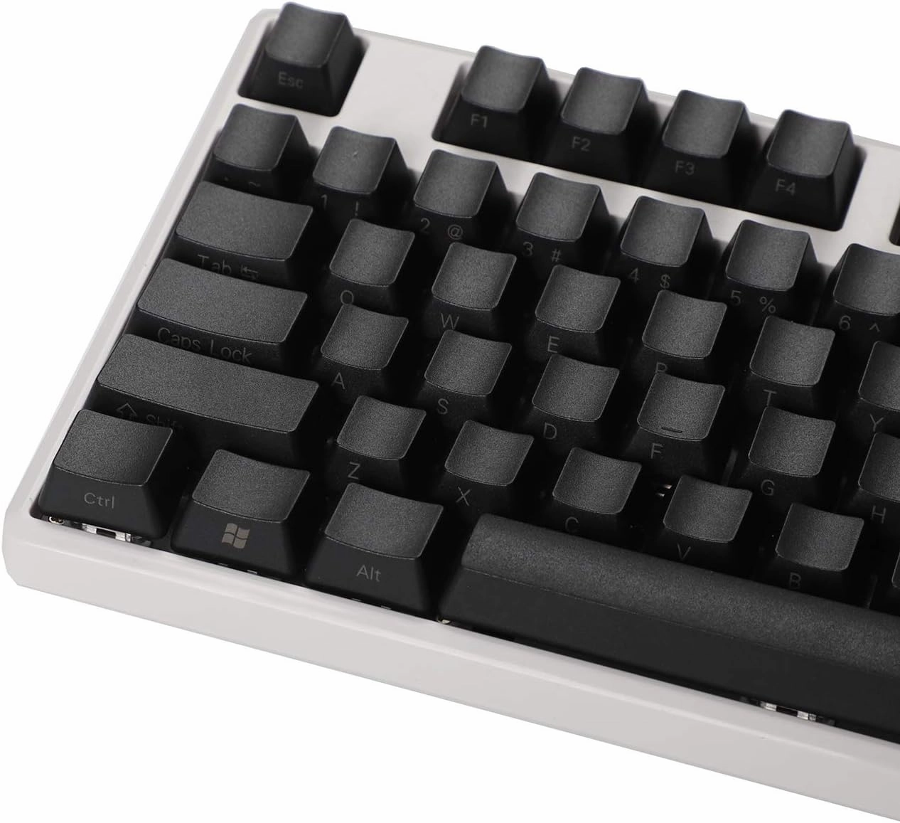 YMDK Side-Printed Thick PBT OEM Profile 61 ANSI Keycaps for MX Switches Mechanical Keyboard (Black) (Only Keycap)