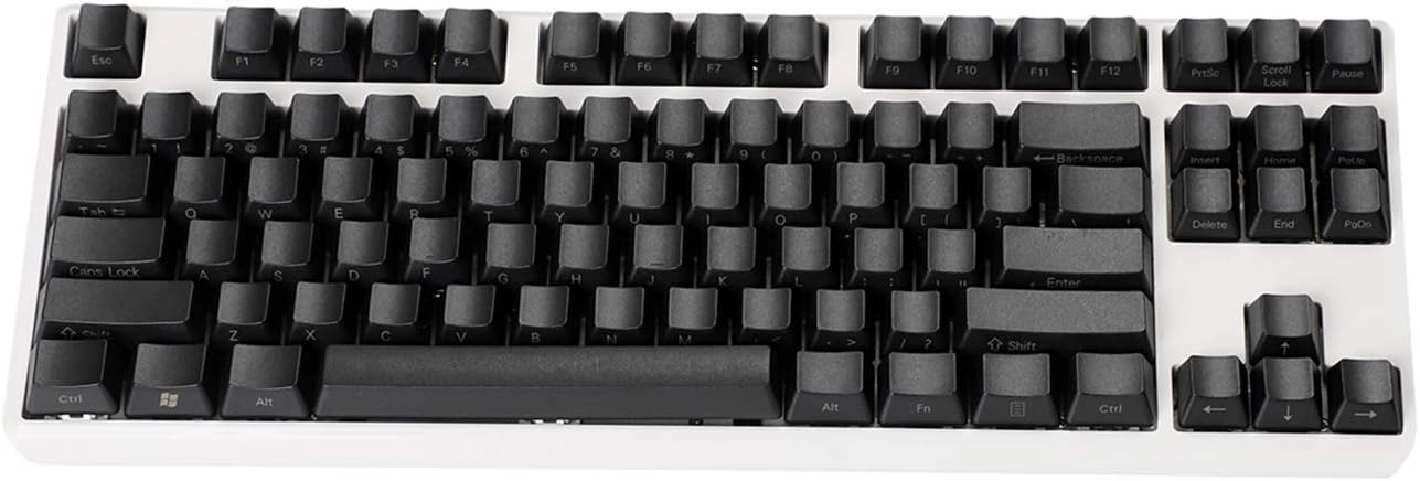 YMDK Side-Printed Thick PBT OEM Profile 87 ANSI Keycaps for MX Switches Mechanical Keyboard (Black)