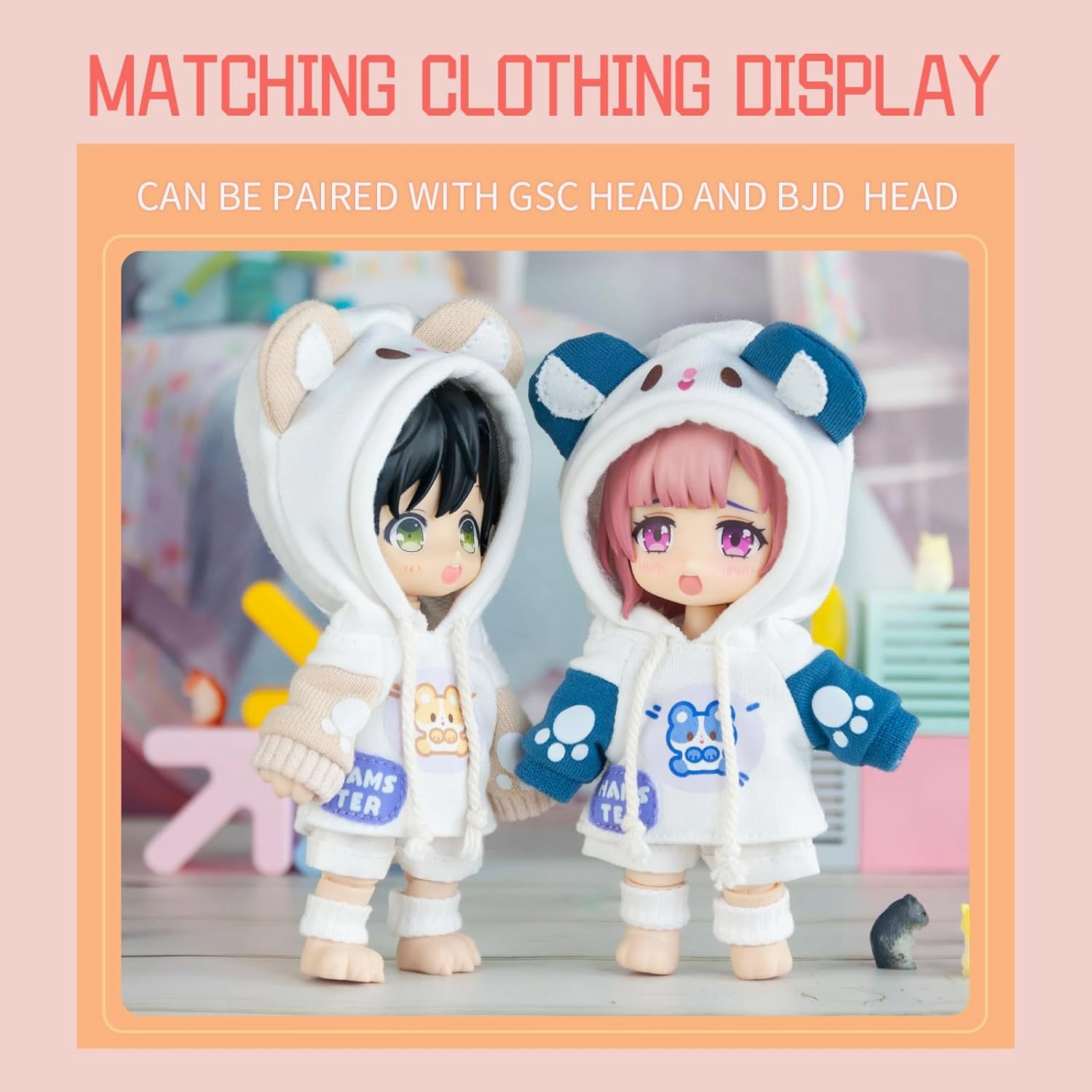 YMY Pear Shaped Doll Body with Animal Tail Mini 1/12 Scale Cute Fat Action Figure Suitable for YMY 1/12 1/8 BJD GSC Doll Head （Honey Peach）