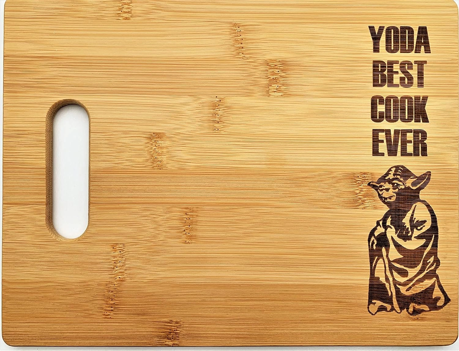 Yoda Best Cook Ever 8.5"x11" Engraved Bamboo Wood Cutting Board with Handle Star Wars Gift charcuterie butter board