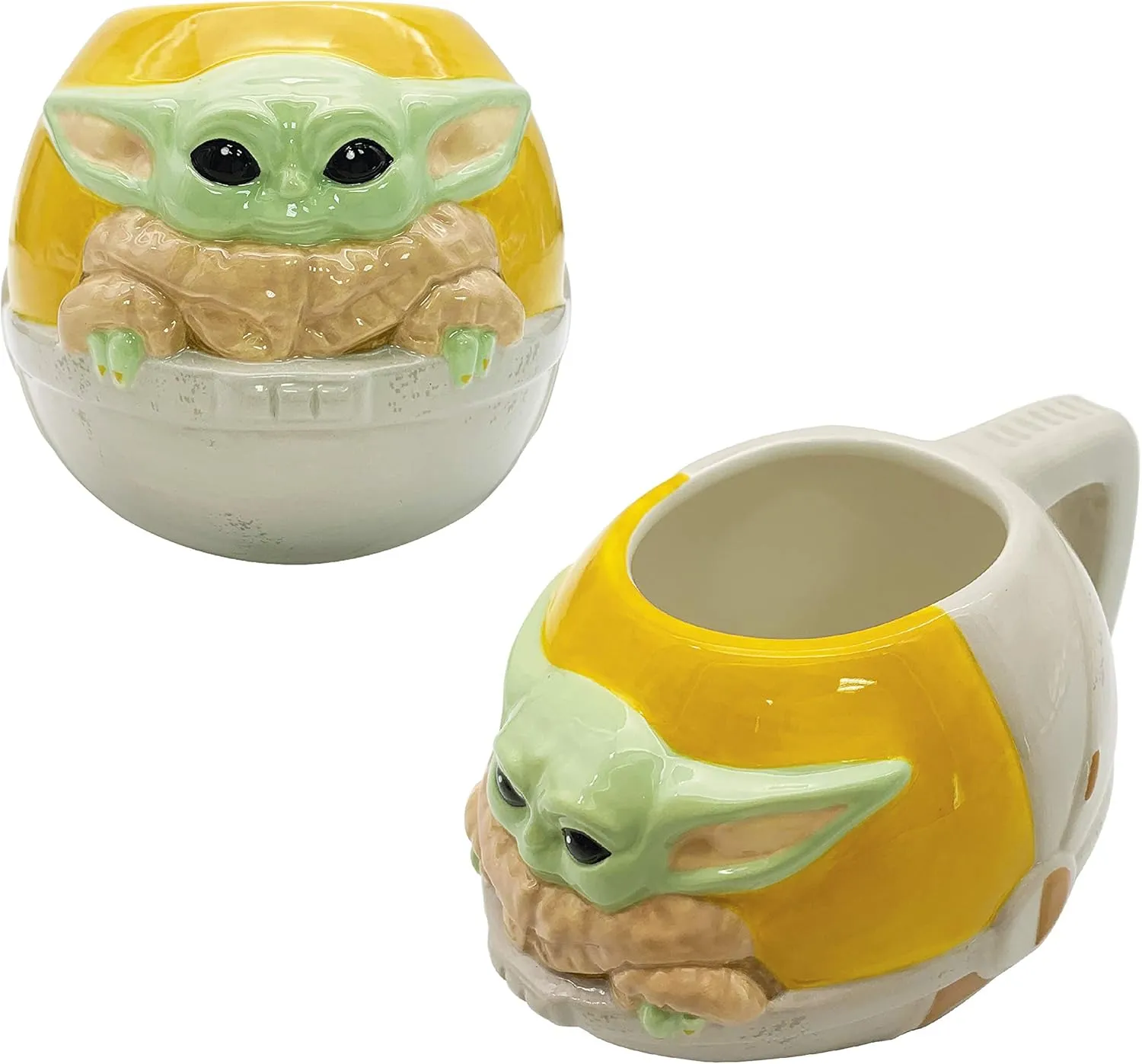 Zak Designs Star Wars The Mandalorian The Child Sculpted Ceramic Coffee Mug Collectible Keepsake with Unique 3D Character, 16 OZ, Baby Yoda in Cradle