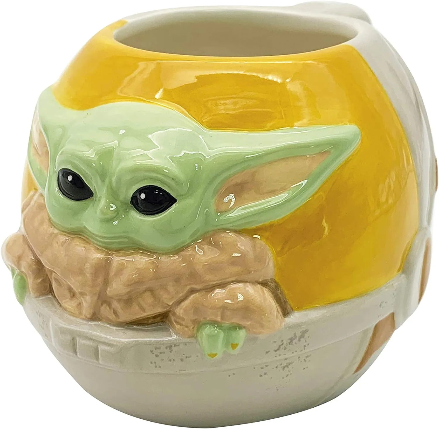 Zak Designs Star Wars The Mandalorian The Child Sculpted Ceramic Coffee Mug Collectible Keepsake with Unique 3D Character, 16 OZ, Baby Yoda in Cradle