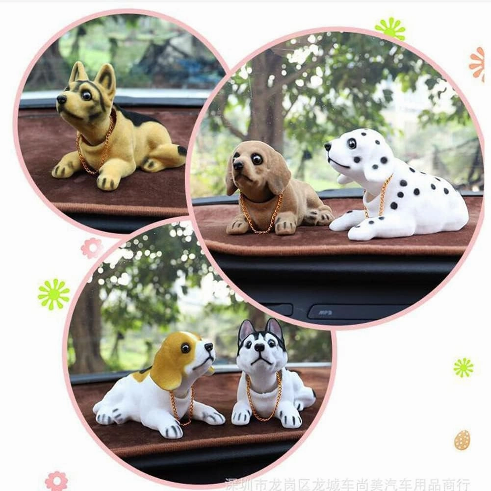 Zcargel Car Cute Dog Statue Car Dashboard Bobble Head Dog Decoration Resin Puppy Statue Simulation Doll Puppy Shaking Head Animal Puppy Decor Creative Car Center Console Decoration