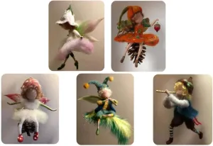 ZHONGJIUYUAN 5 Set Cute Fairy Doll Felt Animals Needle Felting Craft Kit